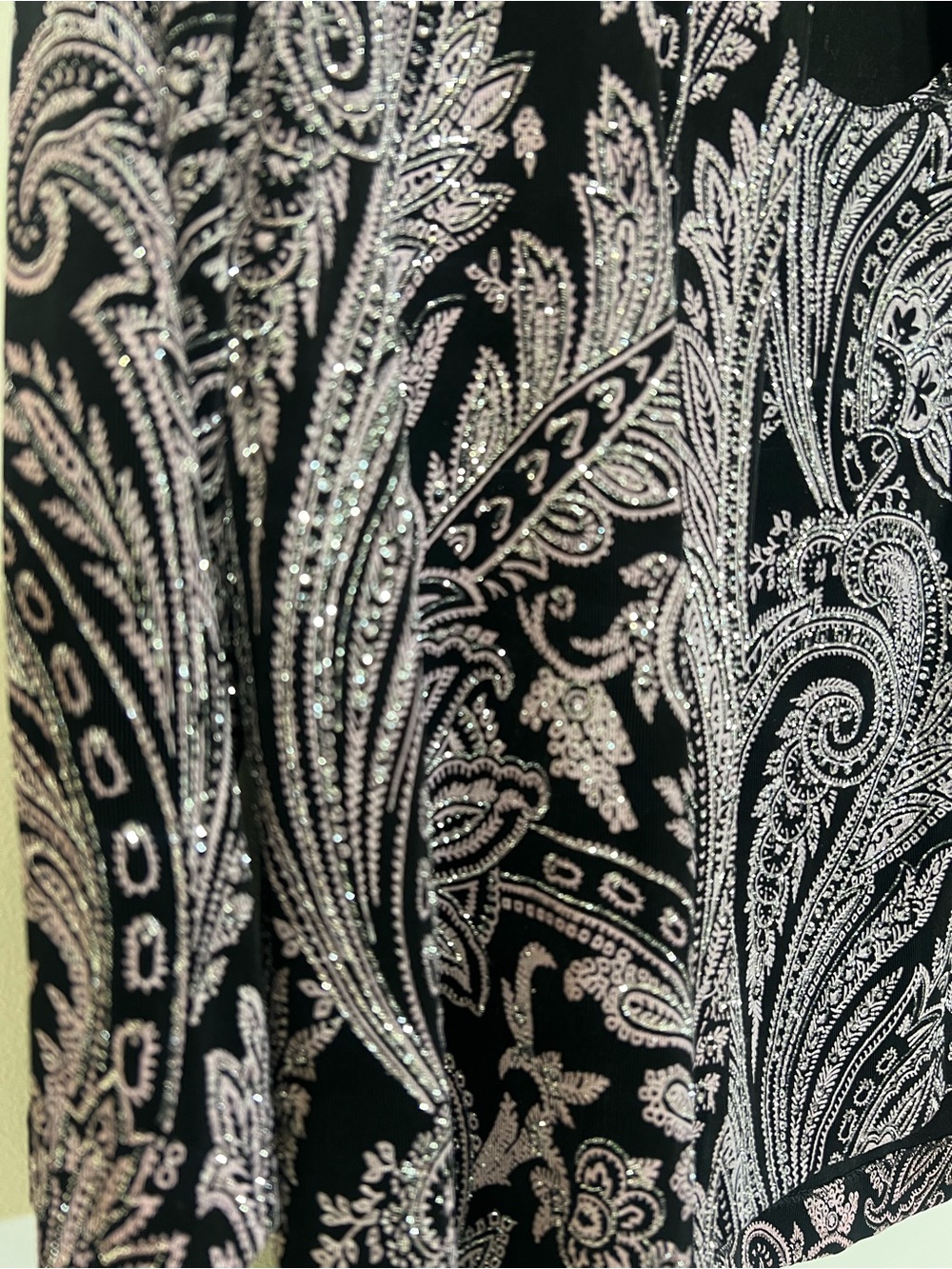 Alex Evenings Glitter Paisley Print Twinset Jacket Tank Top Set Black Stone M - Picture 4 of 16